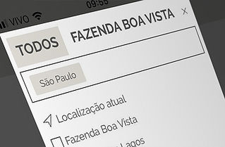 Interface de filtros de busca do aplicativo JHSF Real Estate